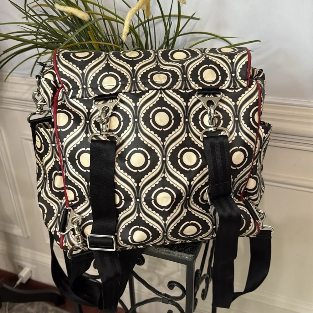 Petunia Pickle Bottom Black White Red Boxy Backpack Diaper Bag